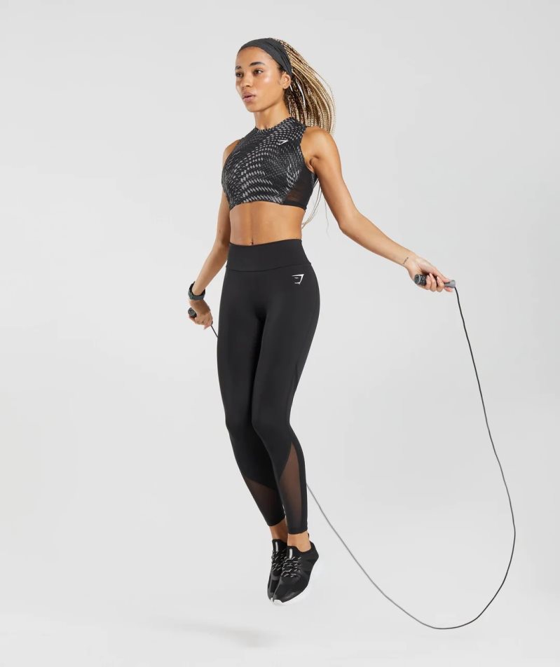 Women's Gymshark Sport Crop Tanks Black | NZ 8DELXK